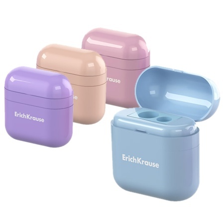 Ascutitoare plastic 2 orificii si container culori diverse 5x5cm ErichKrause 60048