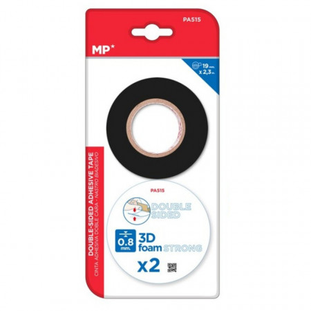 Banda dublu adeziva buretata (0,8mm) 1,9cm x 2,3m 2/set MP negru PA515