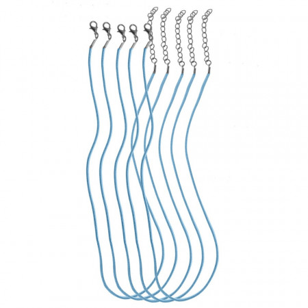 Baza colier imitatie piele bleu 3mm x 50cm 5/set