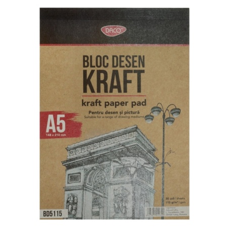Bloc hartie craft A5 115g 50 file Daco BD5115