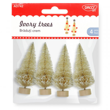 Brad sarma cu sisal crem nins si suport lemn 7cm 4/set Daco ADD742