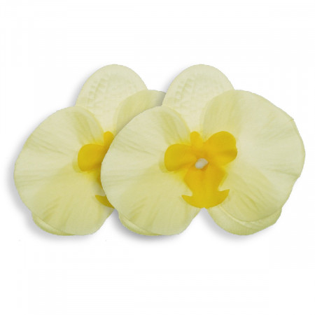 Cap orhidee textil galben 13cm 2/set