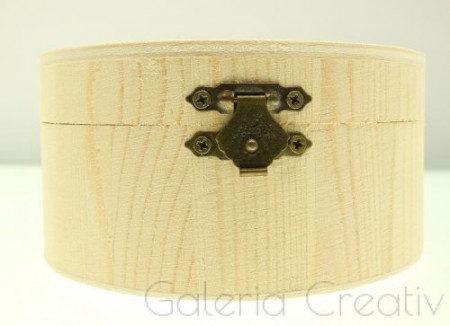 Cutie lemn rotunda nefinisata cu inchizatoare clapeta 12x6,8cm A9004-02