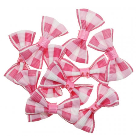 Fundita textil roz,alb,fucsia carouri 4cm 10/set