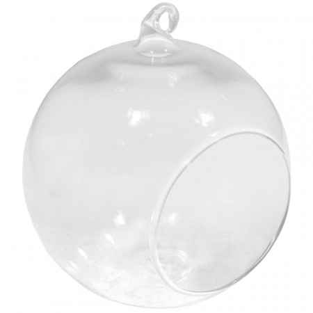 Glob sticla transparent cu fereastra si agatatoare sticla 15cm