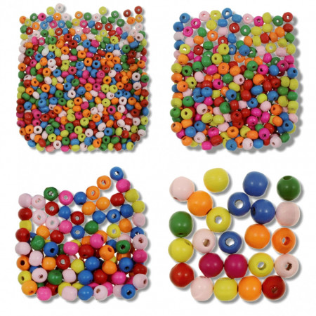 Margele lemn rotunde multicolor 20g