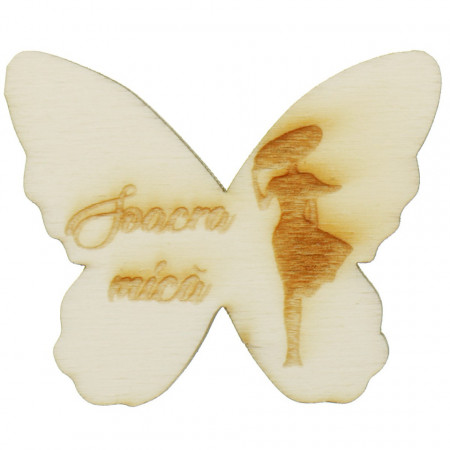Marturie nunta fluture placaj gravat -Soacra mica- 4,5x5,5cm