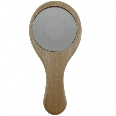 Oglinda rotunda pe suport lemn cu maner 13,5x6,5cm
