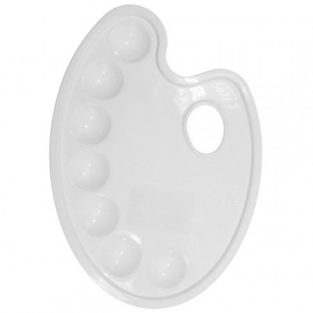 Paleta pictura plastic alba mijlocie 7 compartimente 16x23cm ARK 181