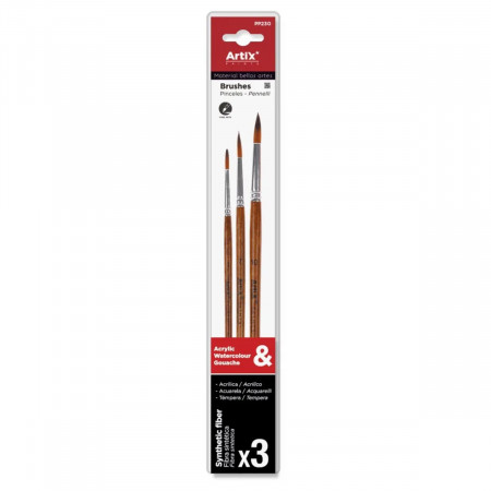 Pensula sintetica varf rotund coada scurta 3/set Artix 3-7-10 PP230