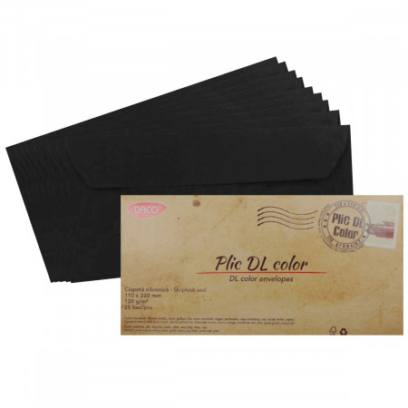Plic negru siliconic DL 11x22cm 25/set Daco PC12N