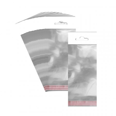 Punga transparenta cu clapeta adeziva si agatatoare 5x7/11cm 50/set