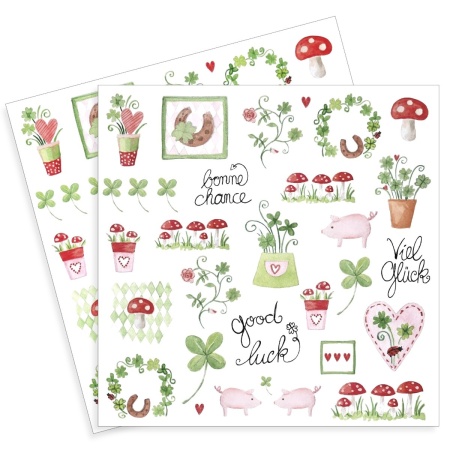 Servetel decor ciuperci,flori ,inimi si purcelus 33x33cm 2/set 3215-20018