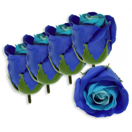 Trandafir din sapun albastru degrade 5cm cu tija din plastic 5/set