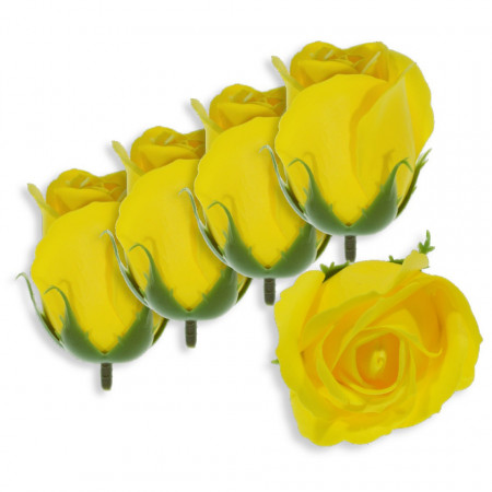 Trandafir din sapun galben soare 5cm cu tija din plastic 5/set