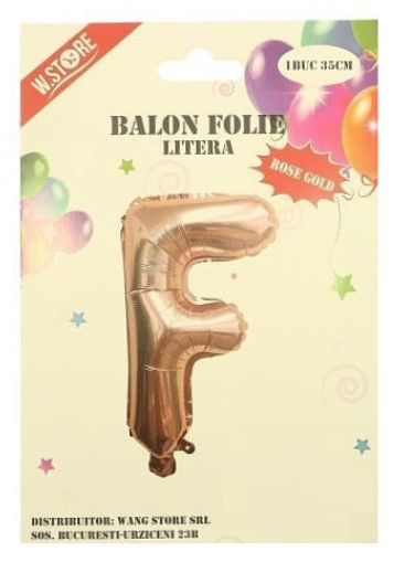 Balon folie auriu-roz litera F 35cm 032935