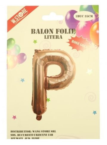 Balon folie auriu-roz litera P 35cm 032945