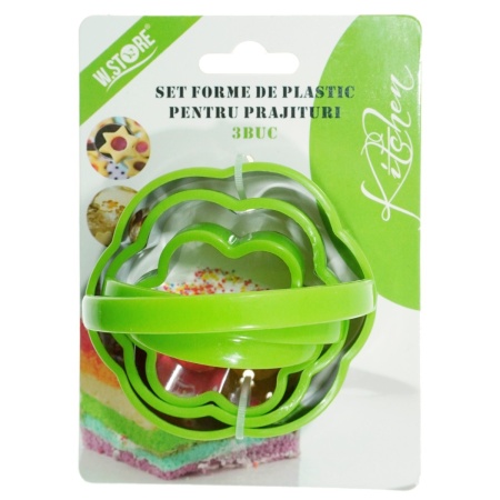 Decupator metalic floare cu maner plastic 8-7-6cm 3/set 037734