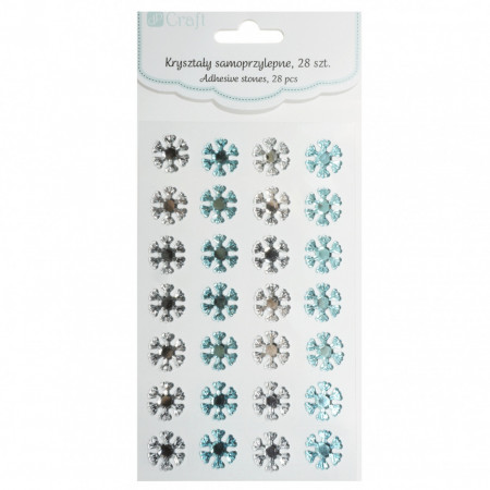 Fulg de nea tip stras adeziv argintiubleu turcoaz 17mm 28set DP Craft GRKR-128