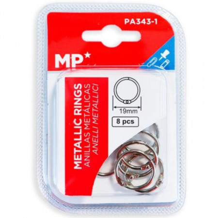 Inel scrapbooking argintiu 1,9cm 8/set MP PA343-1