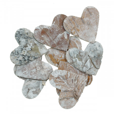 Inima scoarta copac albita 3,5cm 10/set Canea 706185HW