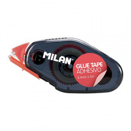 Lipici banda mini 8,4mm x 5m corp gri cu roz Milan 4401924