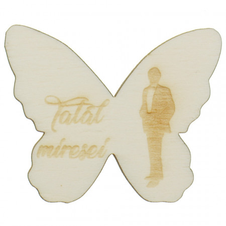 Marturie nunta fluture placaj gravat -Tatal miresei-4,5x5,5cm