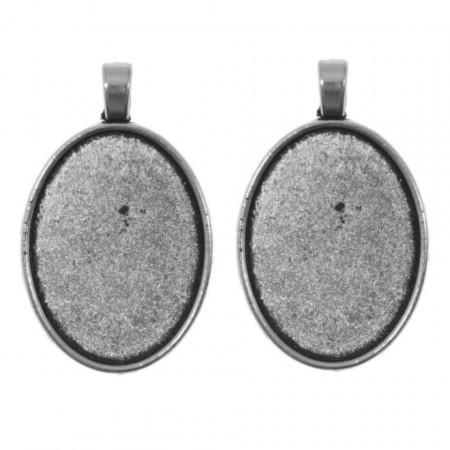 Pandantiv baza argintiu inchis cabochon oval 25x42mm 2/set P210