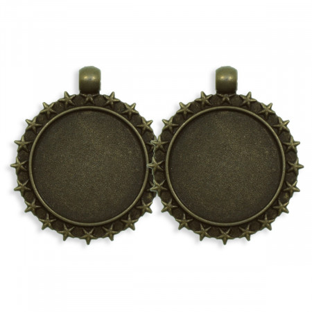 Pandantiv baza bronz cabochon rotund 35x40mm 2/set P168