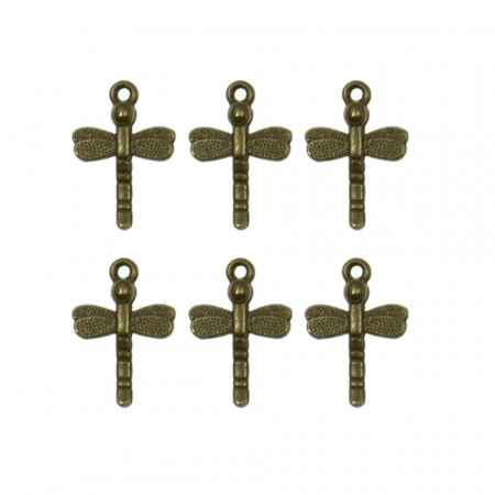 Pandantiv metalic bronz libelula 14x20mm 6/set