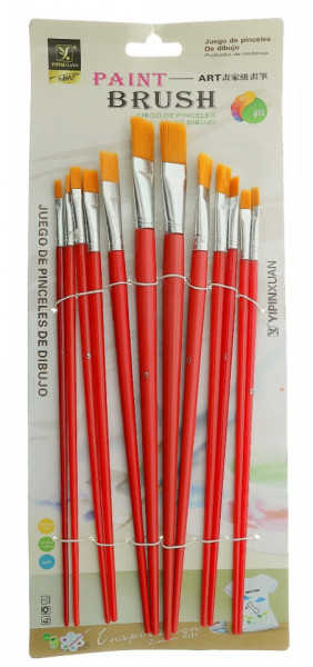 Pensula sintetica varf drept coada lunga rosie 12/set 588-12