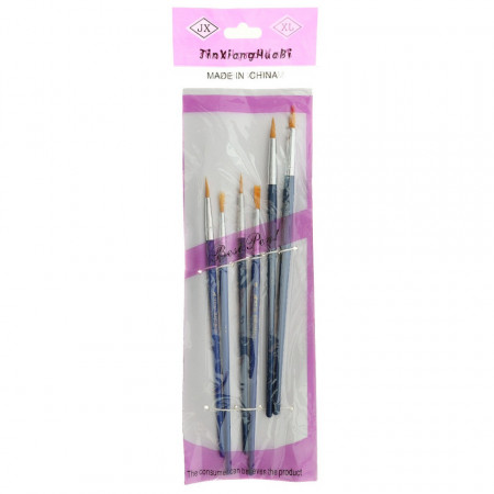 Pensula sintetica varf rotund coada plastic 6/set Jin Xiang / Bi Zhong P41