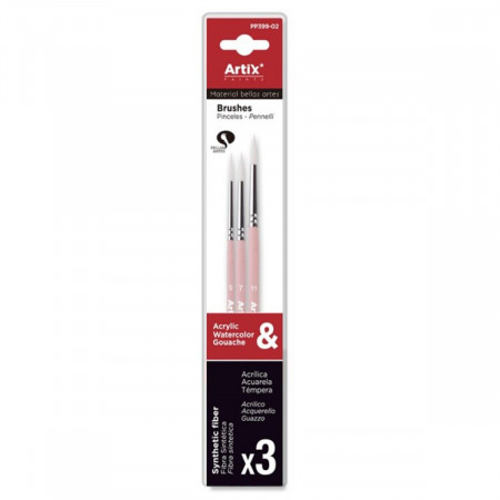 Pensula sintetica varf rotund coada scurta 3/set Artix 5-7-11 PP399-02