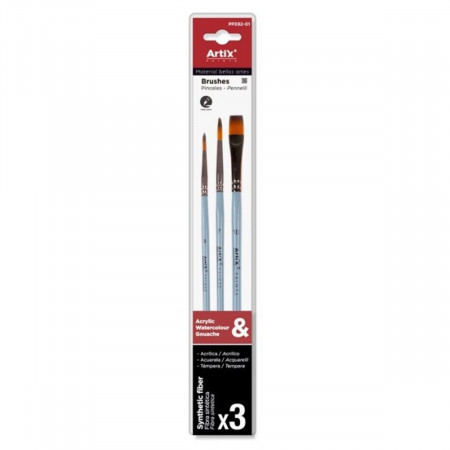 Pensula sintetica varf rotund/drept coada scurta 3/set Artix 3-7-10 PP392-01