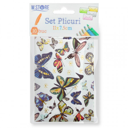 Plic 11x7,5cm 10/set model fluturi 7 063618/063620