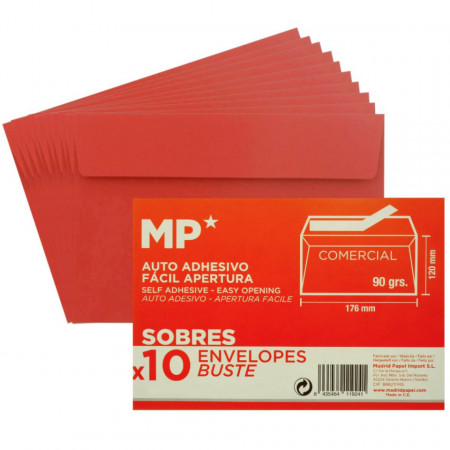 Plic rosu autoadeziv 12x17,6cm 90g 10/set MP PS005-01