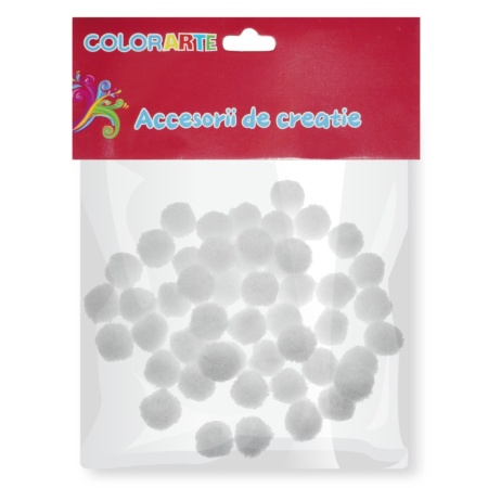 Pompon 1cm 50/set Colorarte alb A2401