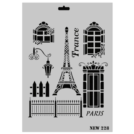 Sablon plastic Turnul Eiffel si ferestre 25x35cm Rich NEW 228