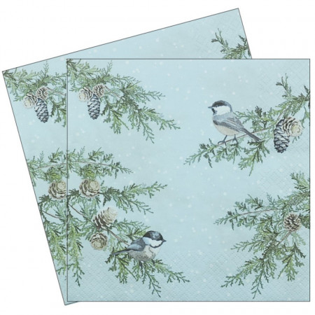 Servetel Pasari pe ramuri de brad 33x33cm 2/set 611900