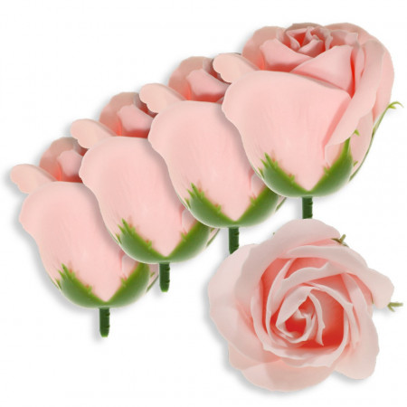 Trandafir din sapun roz somon 5cm cu tija din plastic 5/set