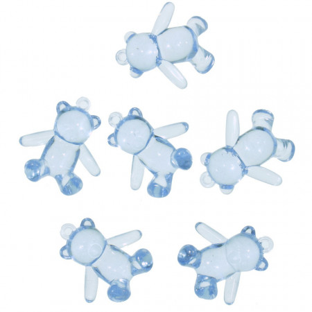 Ursulet plastic bleu 4cm 6/set