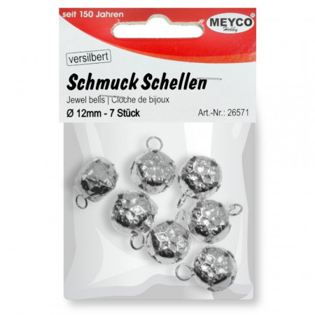 Zurgalai argintii rotunzi texturati 1,2cm 7/set Meyco 26571
