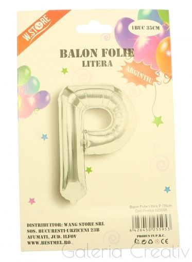 Balon folie argintiu litera P 35cm 025595