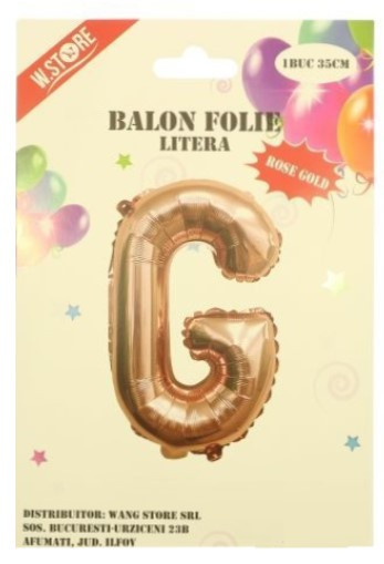 Balon folie auriu-roz litera G 35cm 032936