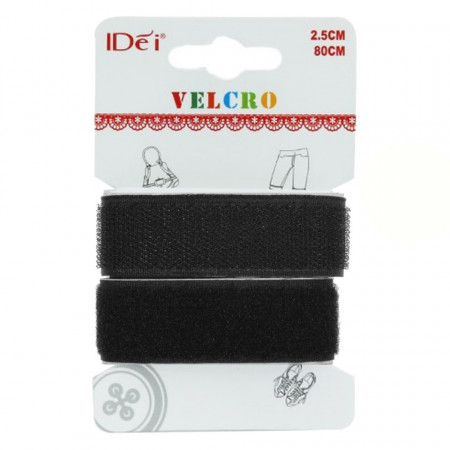 Banda scai adeziva (velcro) neagra 2,5 x 80cm 017397