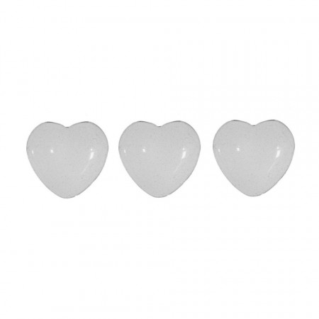 Cabochon sticla inima transparent 14mm, grosime 4mm 3/set