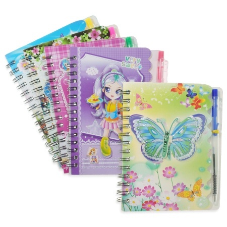 Caiet tip jurnal cu spira 10x13cm 36 file + pix fluture-modele diverse Creative Craft TA7-453