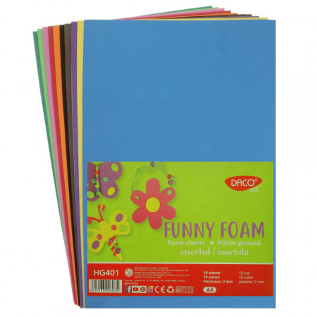 Carton buretat A4 x 2mm 10 culori/set Daco HG401