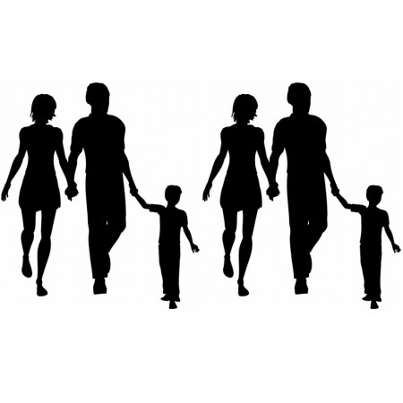 Familie cu copil carton negru model-1 15,5x14,5cm 2/set