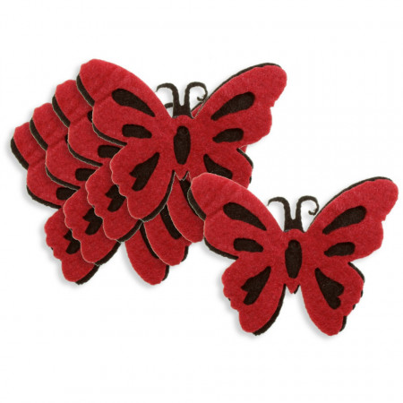 Fluture pasla rosu/negru cu adeziv 6,5x4,8cm 5/set